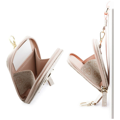 Portefeuille et Lanière Téléphone Guess 4G Logo Métallique, Rose