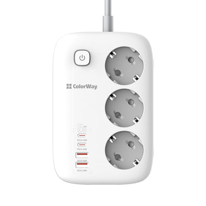 Rallonge ColorWay, 3 x Schuko, Blanc