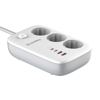 Rallonge ColorWay, 3 x Schuko, Blanc