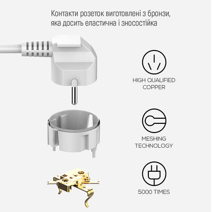 Rallonge ColorWay, 6 x Schuko, Blanc