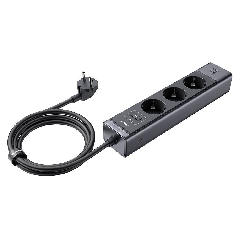 Multiprise McDodo CH-0620, 3 x Schuko - 1 x USB-A - 2 x USB-C, Noir