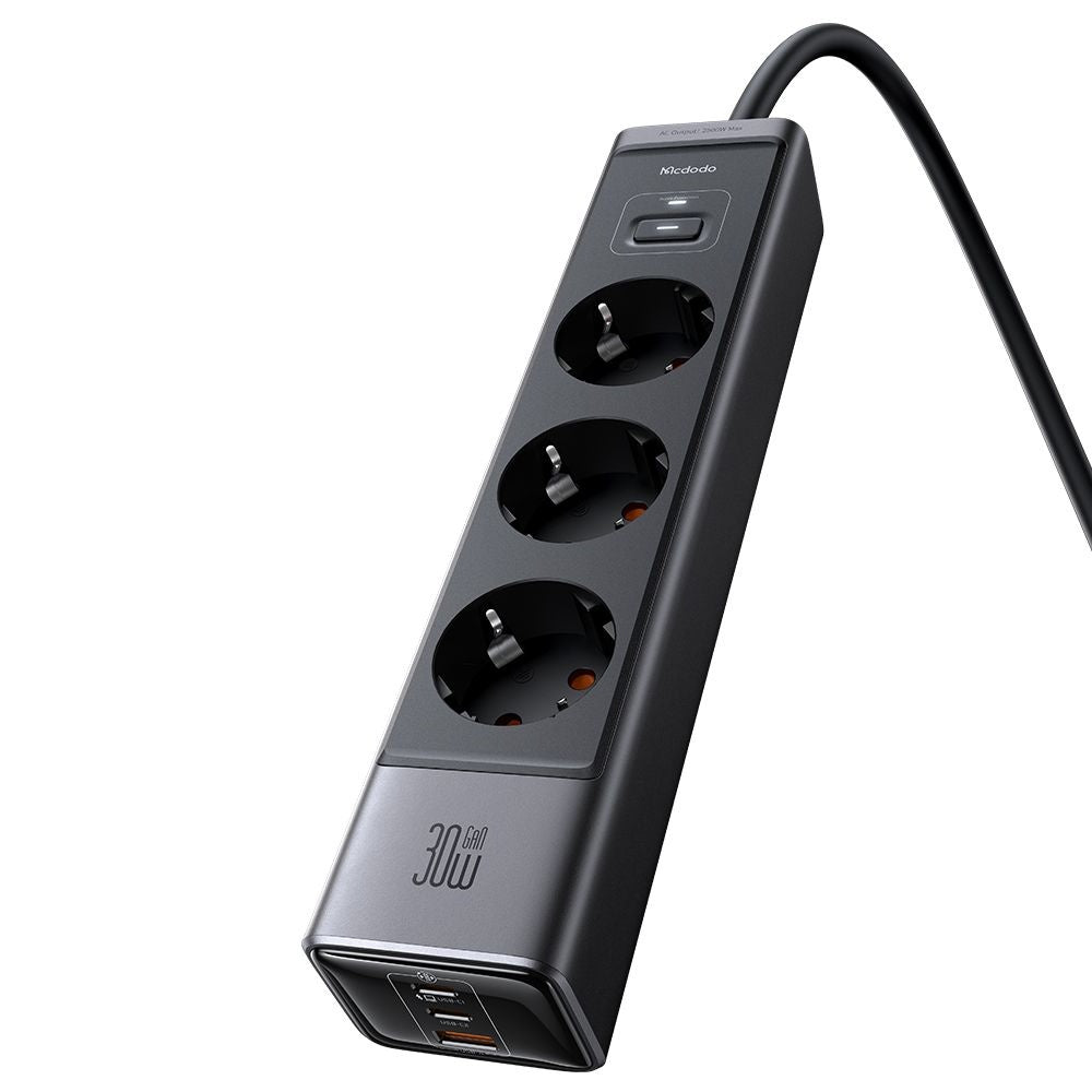 Multiprise McDodo CH-0620, 3 x Schuko - 1 x USB-A - 2 x USB-C, Noir