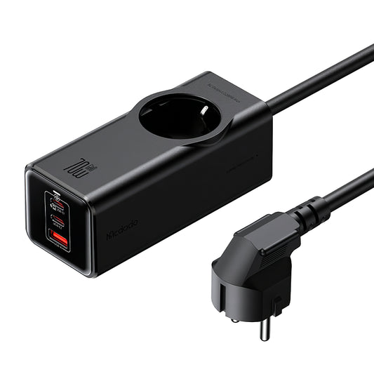 Multiprise McDodo CH-4620, 1 x Schuko - 1 x USB-A - 2 x USB-C, Noir