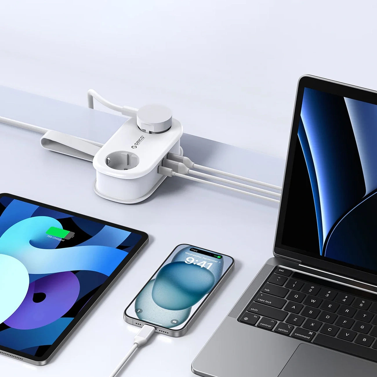 Multiprise Orico APP, 2 x Schuko - 2 x USB-A - 1 x USB-C, Blanc
