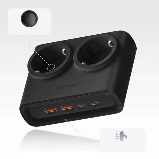 Multiprise Orico PDC25, 2 x Schuko - 2 x USB-A - 2 x USB-C, Noir
