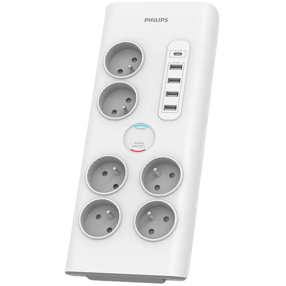 Chargeur réseau Philips, 4 x USB-A - 1 x USB-C - 6 x Schuko, blanc PHIL-SPN7060WA/60 