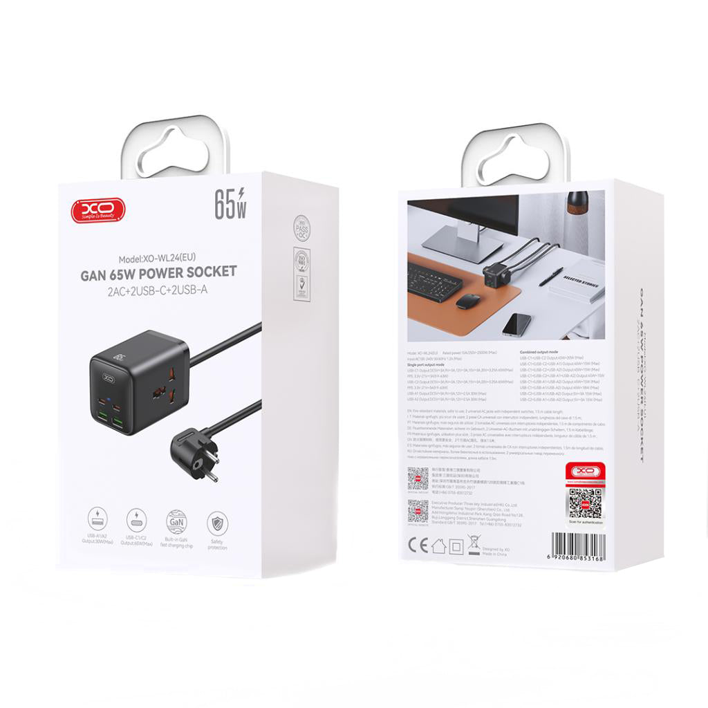 Rallonge XO Design WL24, 2 x Prise, Noir