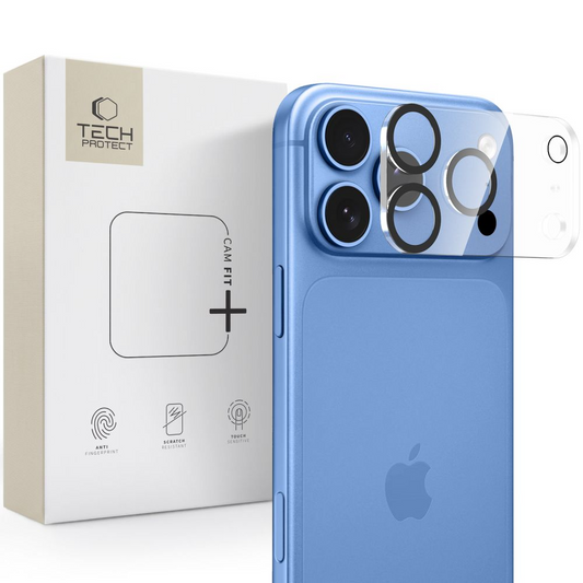 Cadre de protection pour caméra arrière Tech-Protect Cam Fit+ pour Apple iPhone 18 Pro, Verre trempé, Transparent