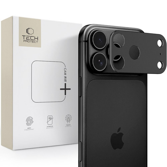 Cadre de protection pour caméra arrière Tech-Protect Camalloy Fit+ pour Apple iPhone 18 Pro, Aluminium, Noir