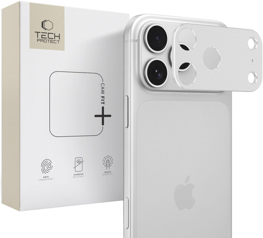 Cadre de protection pour caméra arrière Tech-Protect Camalloy Fit+ pour Apple iPhone 18 Pro Max, aluminium, argentée