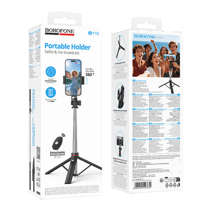 Selfie Stick Bluetooth Borofone BY15 Throne, 4,5 pouces - 7 pouces, Noir