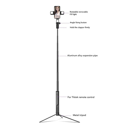 Selfie Stick Bluetooth Techsuit K30S, Universel, Noir