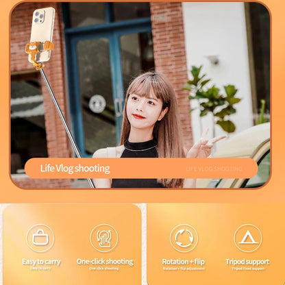 Selfie Stick Bluetooth Techsuit KT01, Universel, Orange