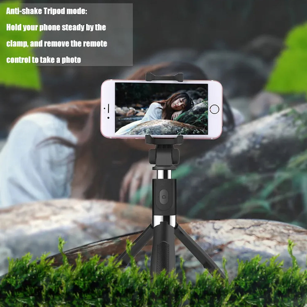 Perche à selfie Bluetooth Techsuit L01, Universelle, Noire