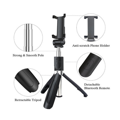 Selfie Stick Bluetooth Techsuit L01s, Universel, Noir