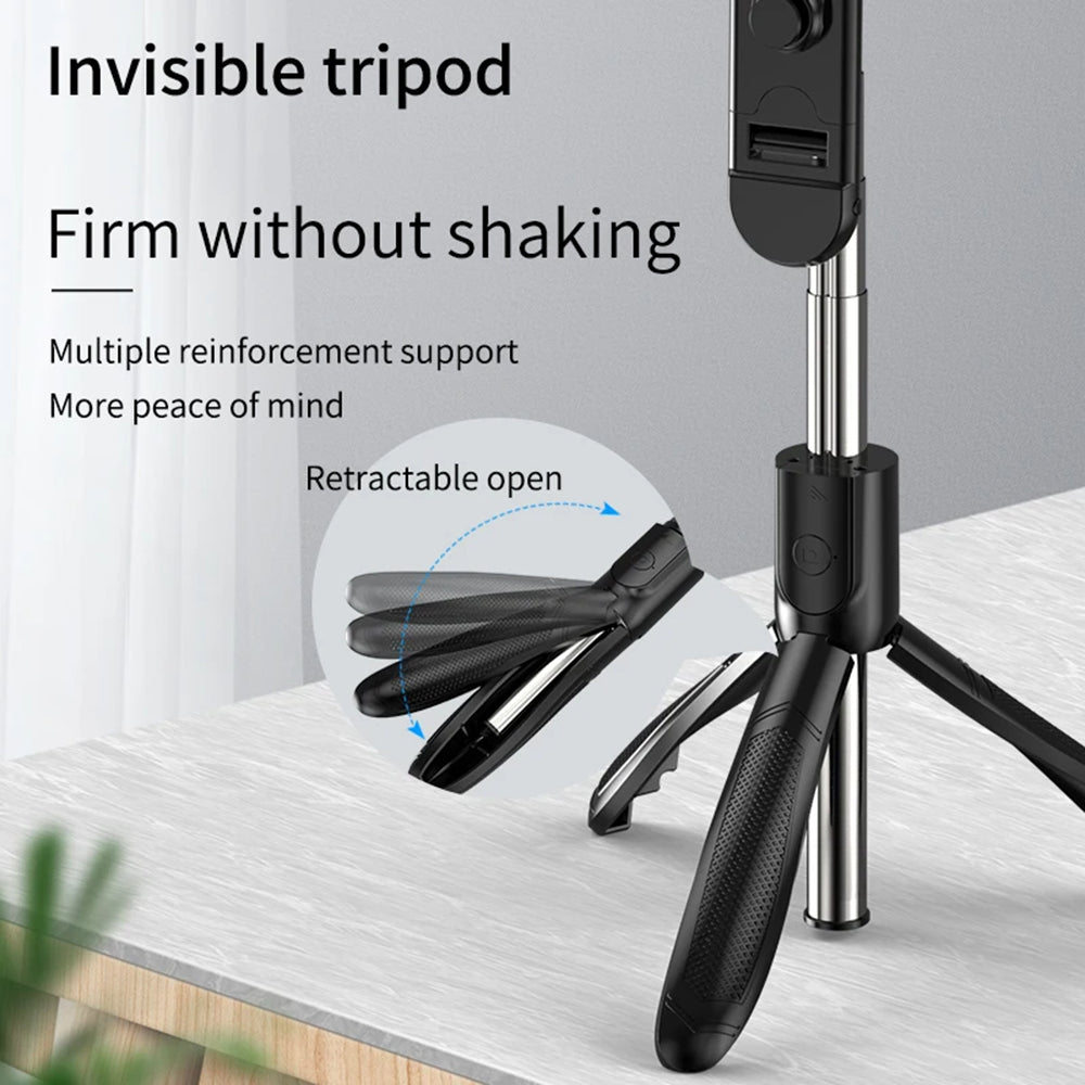 Perche à selfie Bluetooth Techsuit S01-S, Universelle, Noire
