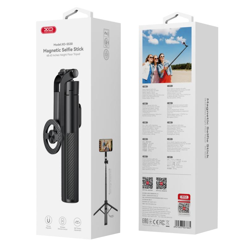 Selfie Stick Bluetooth XO Design SS30, Universel, Noir