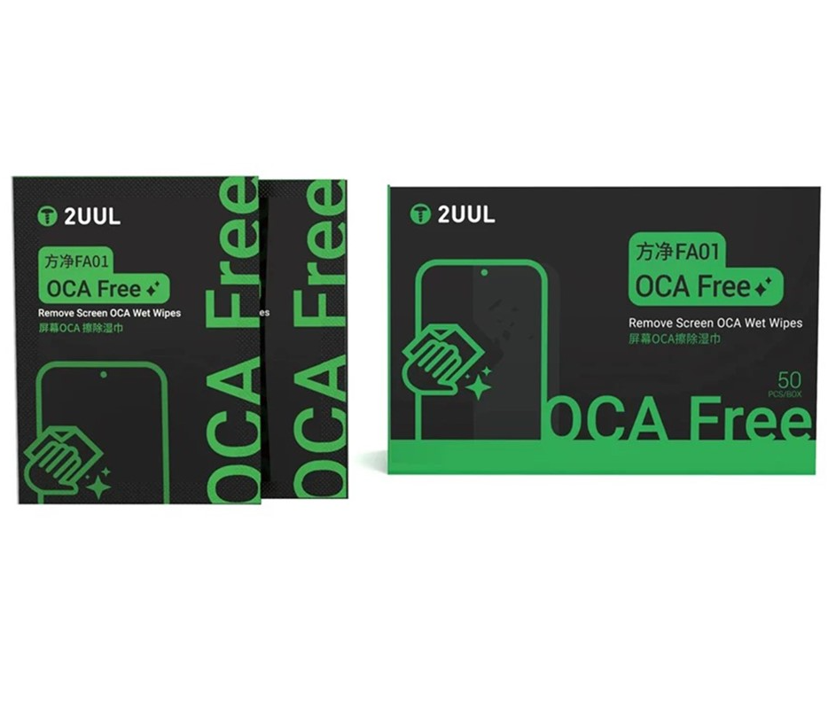 Lingettes Humides de Nettoyage 2UUL FA01 pour élimination de l'Adhésif OCA / LOCA, Lot de 50 pièces