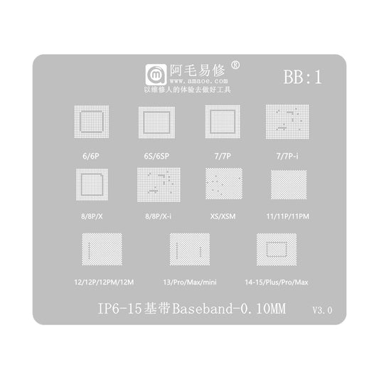 Grille BGA Amaoe pour Apple iPhone 6 - 15 Series, CPU / Baseband / IC
