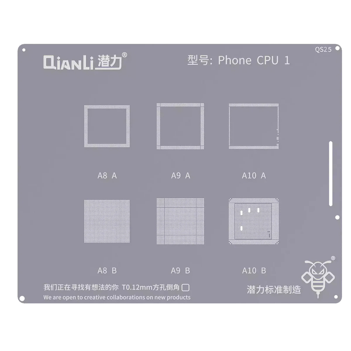 Gabarit BGA QIANLI QS25 pour la série Apple iPhone, CPU1