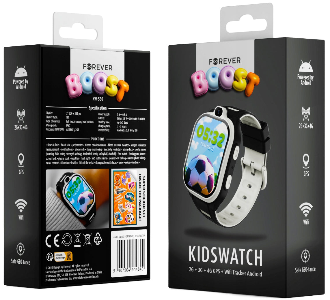 Montre connectée Forever Kids Boost KW-530 Call, Noir