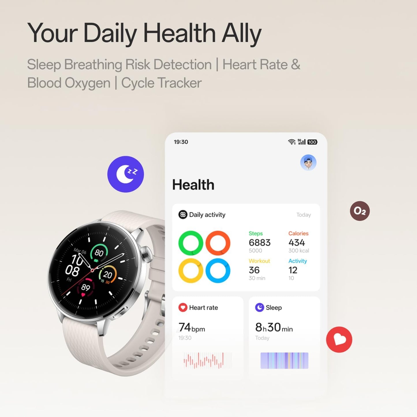 Smartwatch OnePlus Watch 3, 43mm, Argent 5491100422