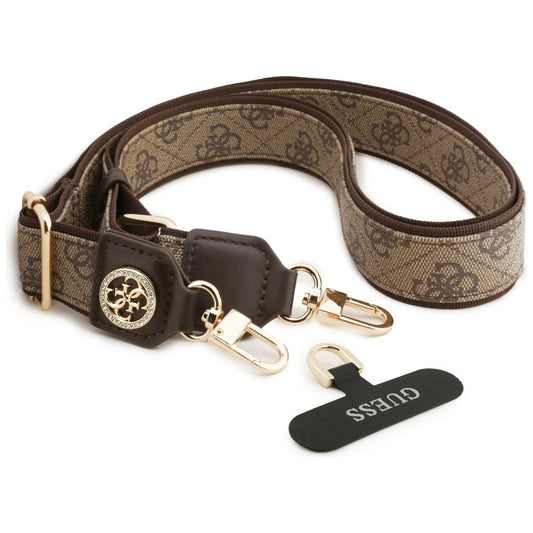 Lanière Téléphone Guess 4G Strass Logo Métallique, Marron