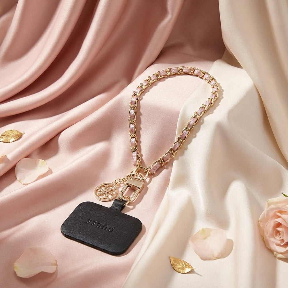 Guess Saffiano 4G Charm Phone Lanyard, Black