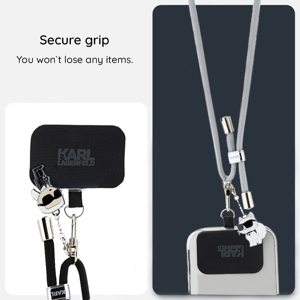 Karl Lagerfeld Ikonik Karl Phone Lanyard, Universal, Black