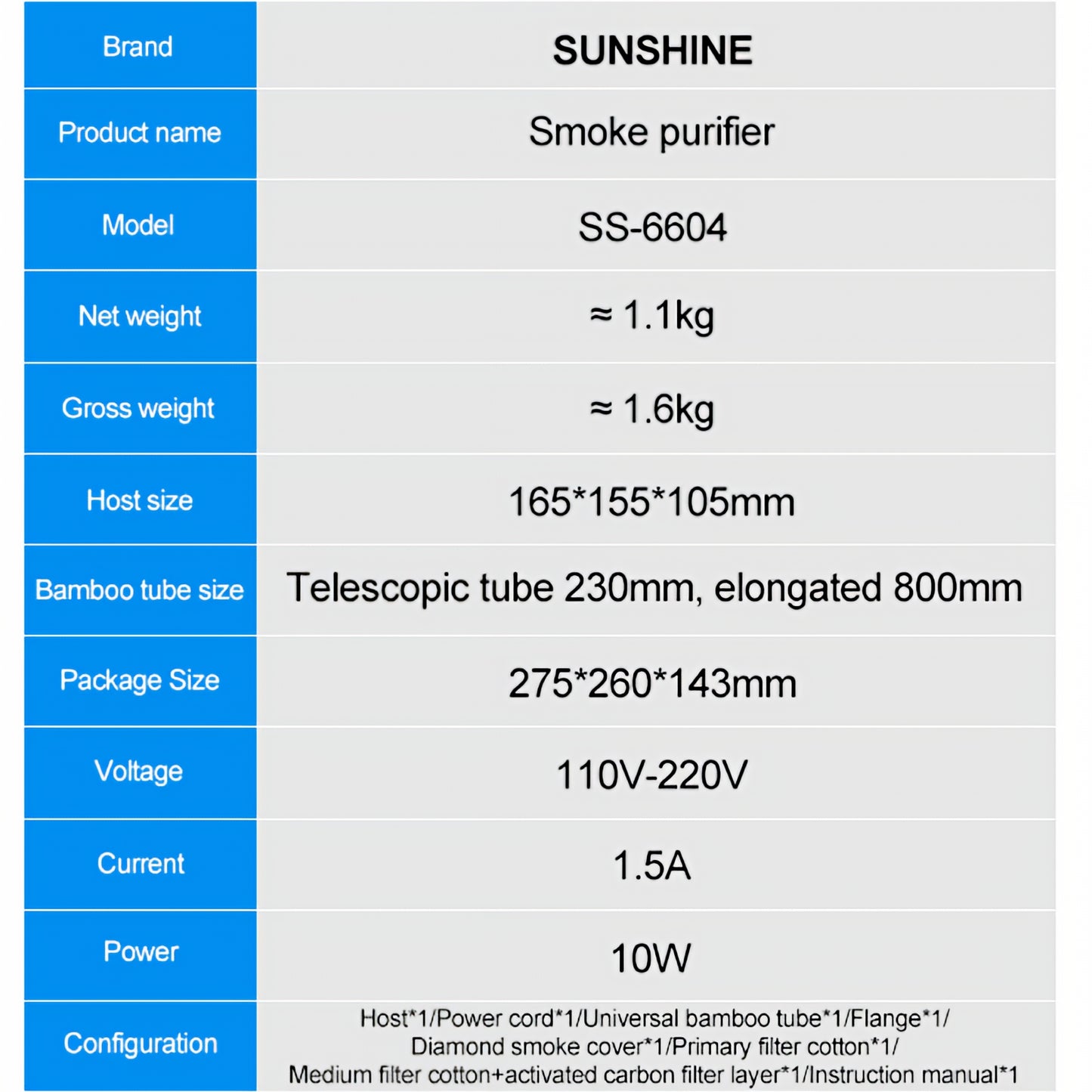 Station de Filtration / Évacuation de Fumées Sunshine SS-6604