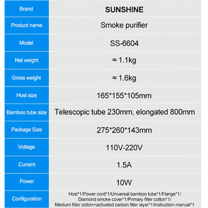 Station de Filtration / Évacuation de Fumées Sunshine SS-6604