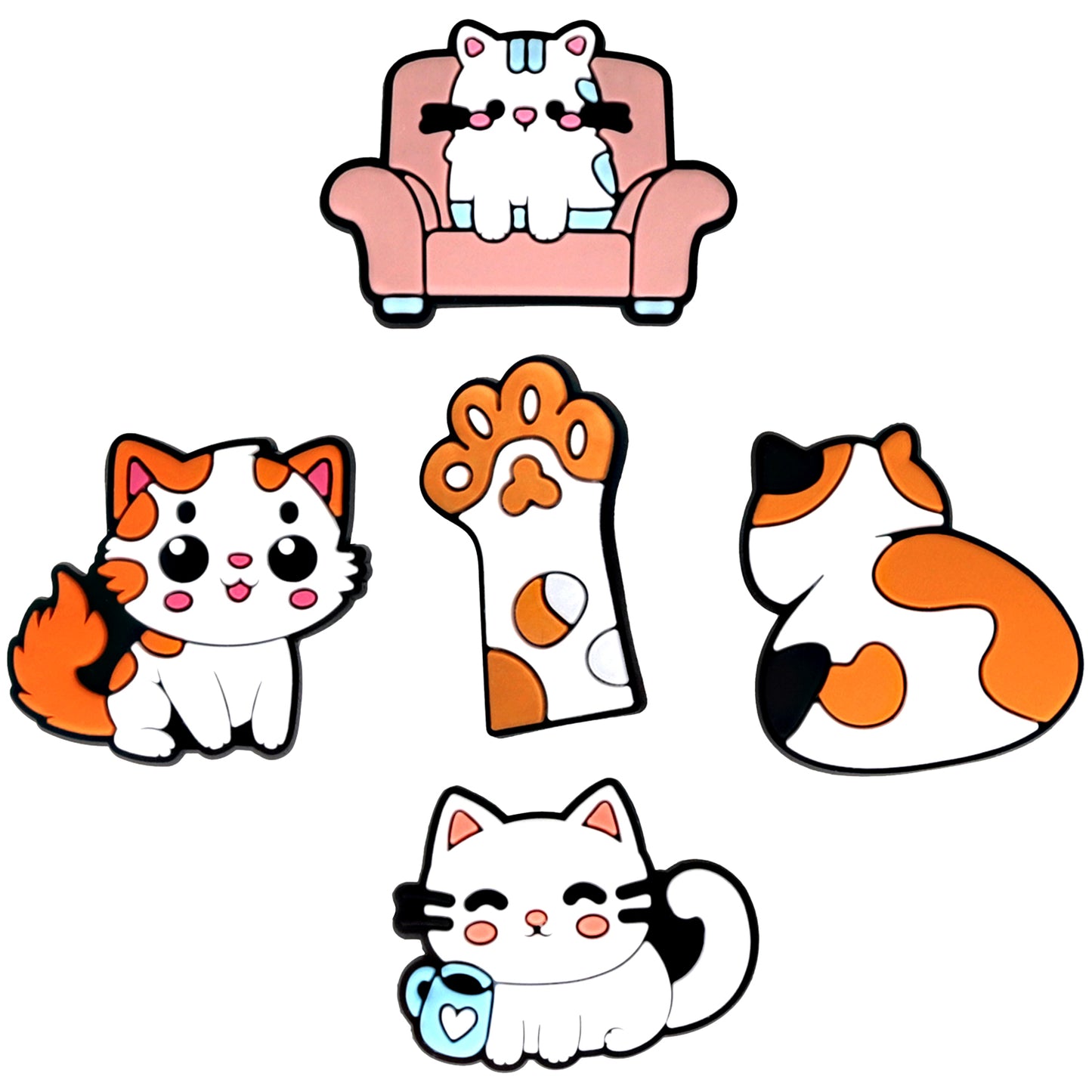 Sticker 3D OEM Chat pour Coque de Téléphone / Tablette, Set de 5 pièces, Multicolore