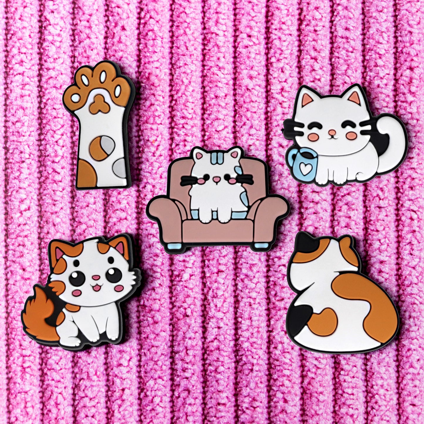 Sticker 3D OEM Chat pour Coque de Téléphone / Tablette, Set de 5 pièces, Multicolore