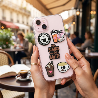 Sticker 3D OEM Coffee pour Coque de Téléphone / Tablette, Set de 5 pièces, Multicolore