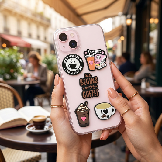 Sticker 3D OEM Coffee pour Coque de Téléphone / Tablette, Set de 5 pièces, Multicolore