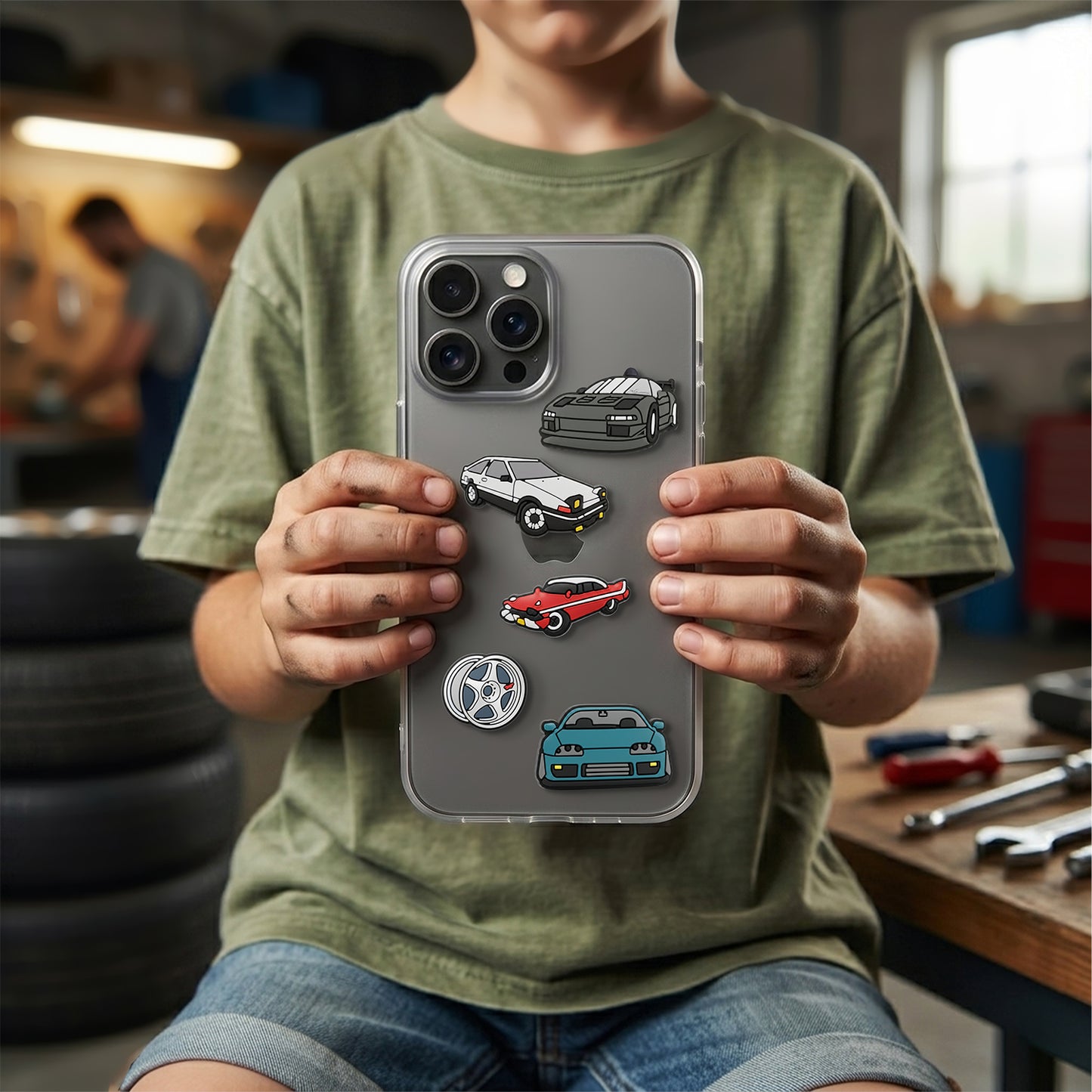 Autocollant 3D OEM Fast Cars pour Coque de Téléphone / Tablette, Set de 5 pièces, Multicolore