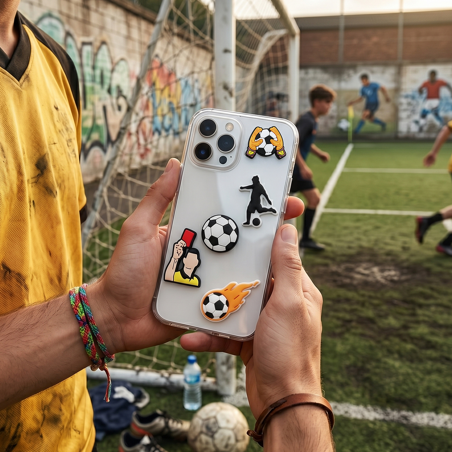 Autocollant 3D OEM Football pour Coque de Téléphone / Tablette, Set de 5 pièces, Multicolore