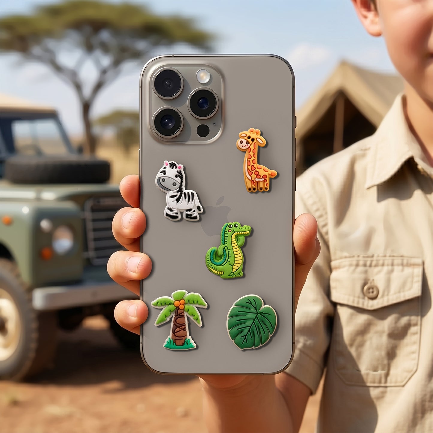Autocollant 3D OEM Jungle pour Coque de Téléphone / Tablette, Set de 5 pièces, Multicolore