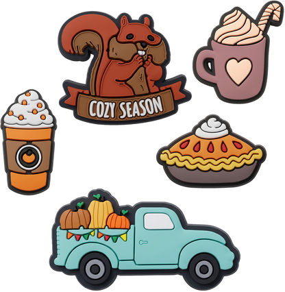 OEM Pumpkin Spice 3D Stickers for Phone / Tablet Case, Set of 5, Multicolor