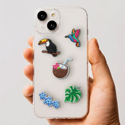 Autocollant 3D OEM Tropical Birds pour Coque de Téléphone / Tablette, Set de 5 pièces, Multicolore