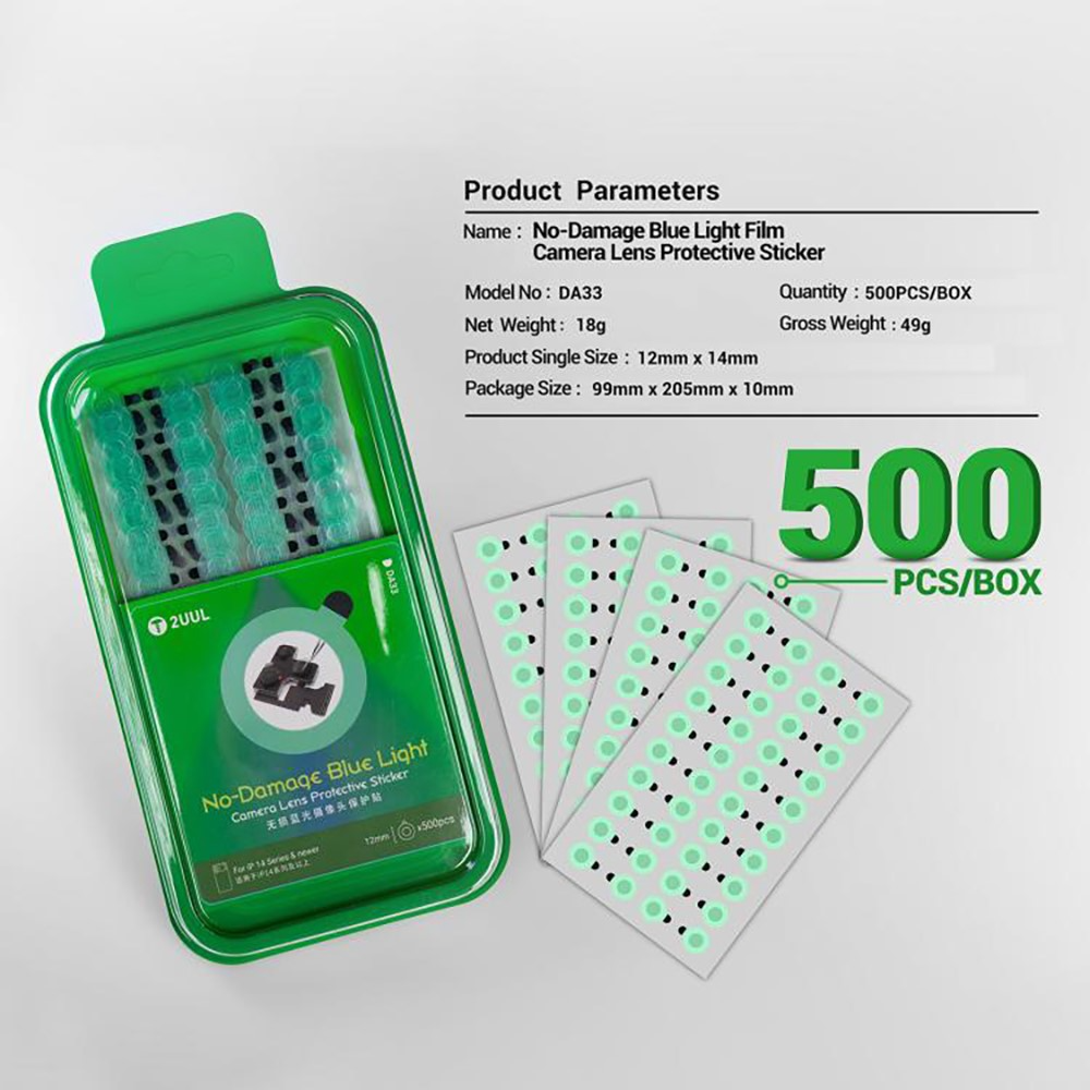 Autocollant de Protection pour Caméra 2UUL DA33, Set de 500 pièces