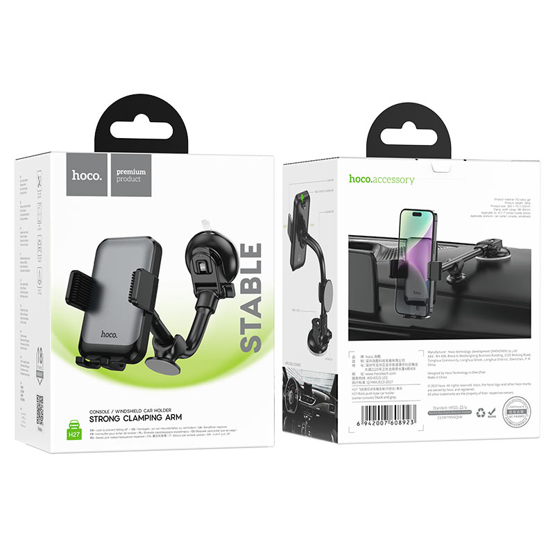 Support Auto HOCO H27, 4.7 pouces - 7 pouces, Noir