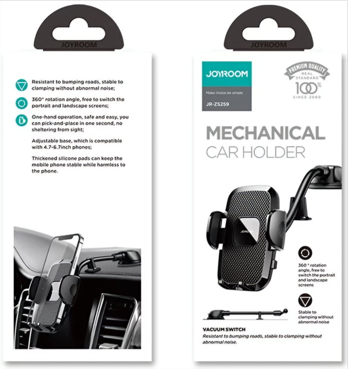 Support Auto Joyroom JR-ZS259 Dash, 4,7 pouces - 6,9 pouces, Noir