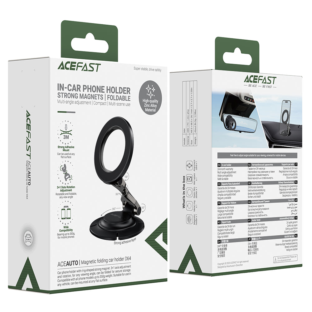 Support Auto Magnétique Acefast D64, Universel, Noir