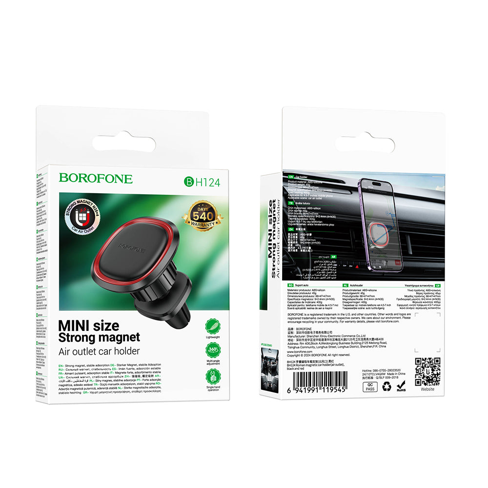 Support Auto Magnétique Borofone BH124 Roman, Universel, Noir