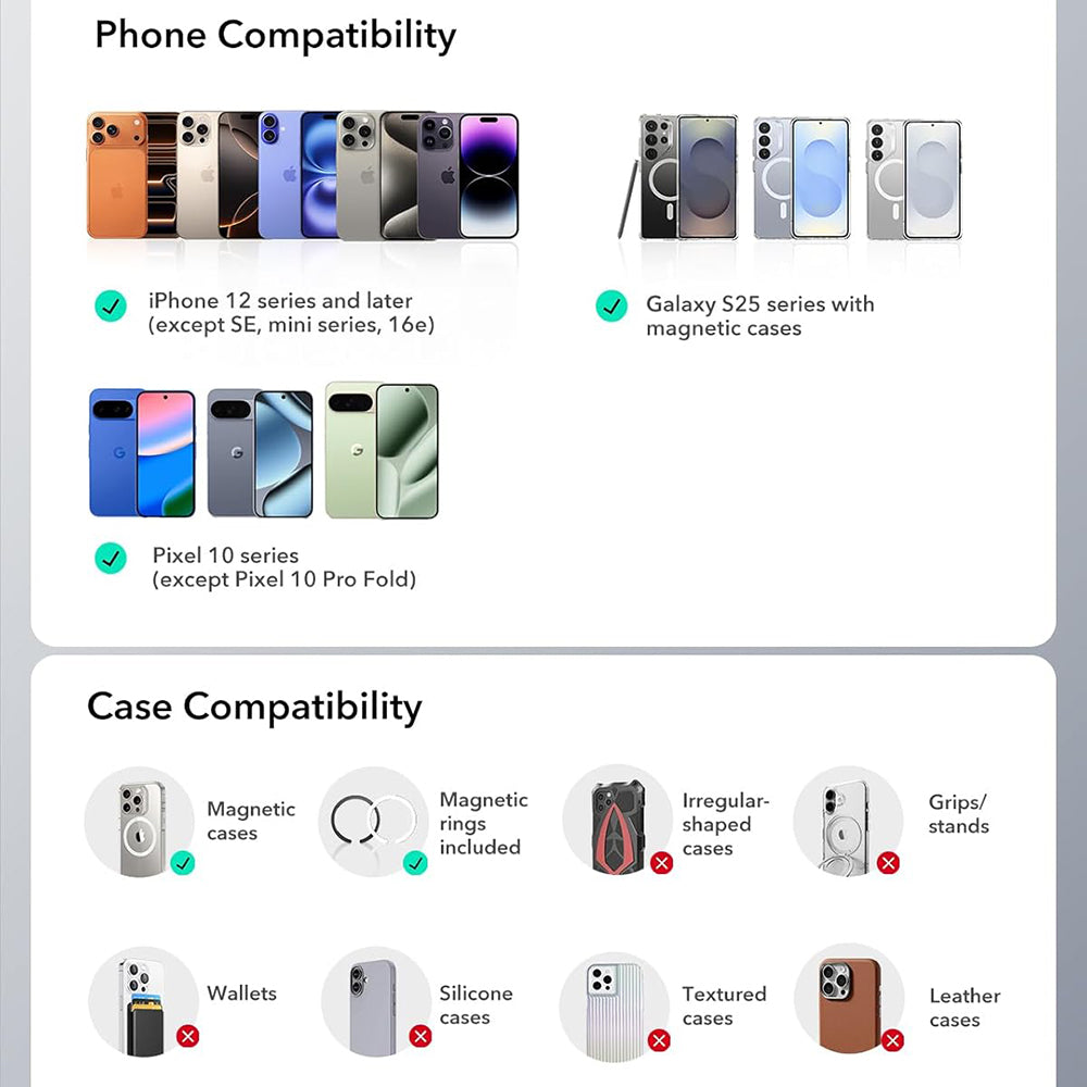 Support Auto Magnétique ESR OmniLock Vent, Universel, Noir