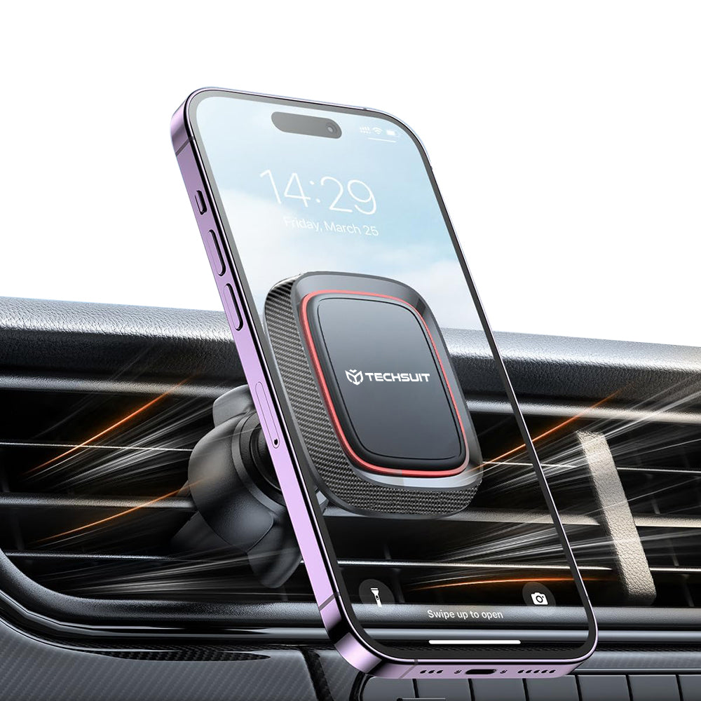 Support Auto Magnétique Techsuit S4, Universel, Noir Rouge