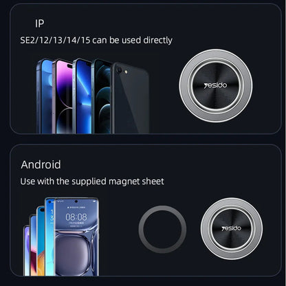 Support Auto Magnétique Yesido C179, Universel, Noir