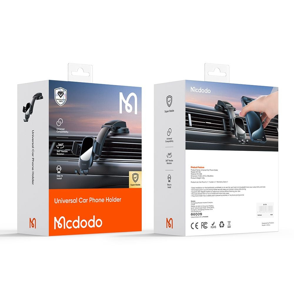 Support Auto McDodo CM-7220, 4.7 pouces - 6.7 pouces, Noir