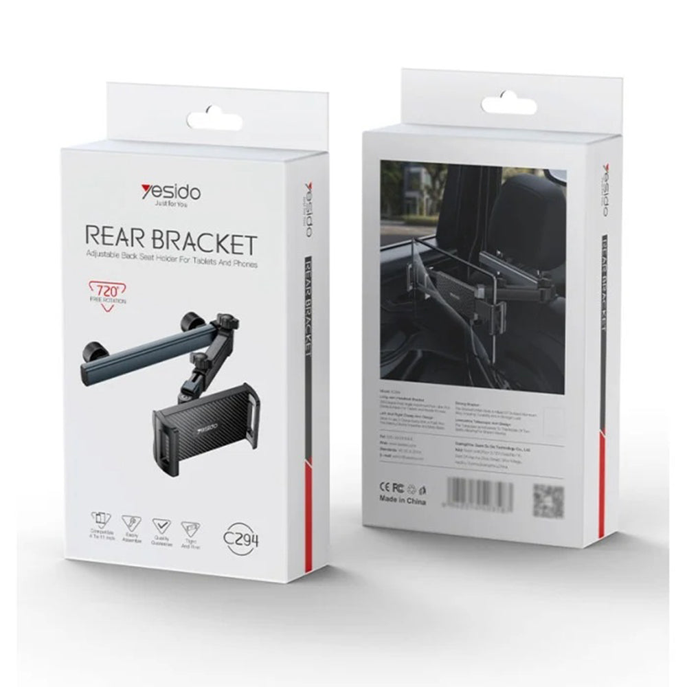 Support Auto Appui-tête Yesido C294, 4.7 pouces - 13 pouces, Noir